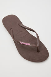 Slim Rubber Logo Thong Brown/Pink